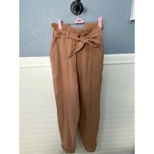 Amaryllis Brown Belted Relax Fit Pants